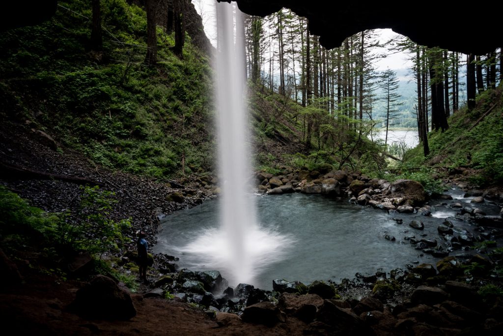 Man admiring Ponytail Falls