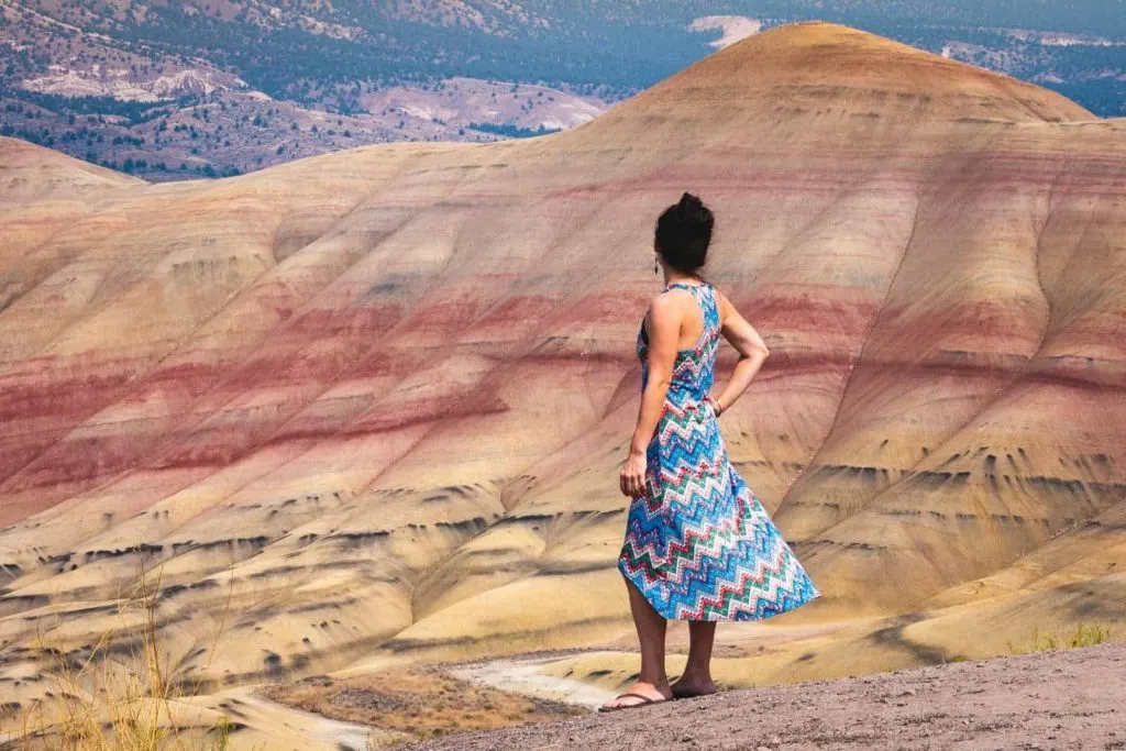 Nina looking out over Painted Hills, one of the most beautiful places in Oregon