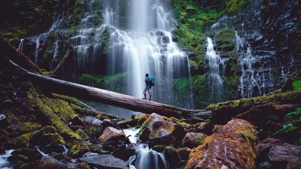 Wide Angle View of Proxy Falls from Water Level,Men/Womens Warm Outerwear Jackets and Hoodies S 