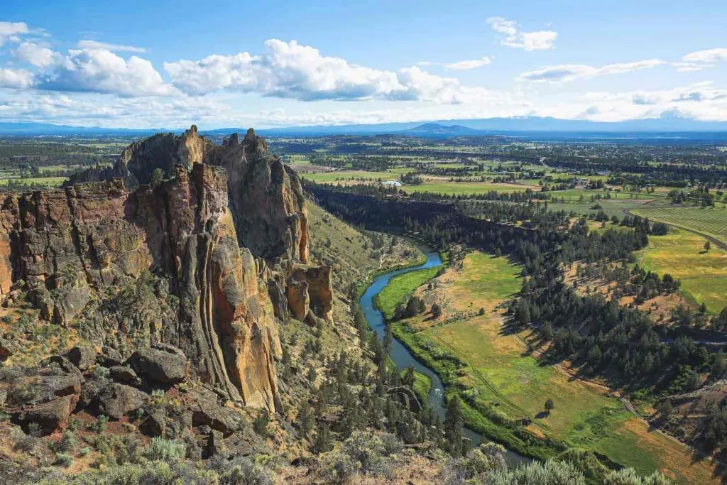 View over Smith Rock State Park from top of Misery Ridge