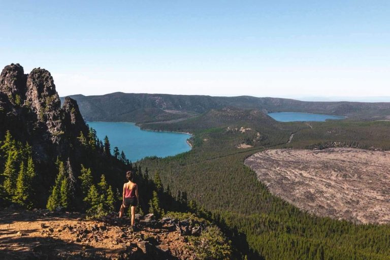 Nina looks out over Newberry National Volcanic Monument from Paulina Peak