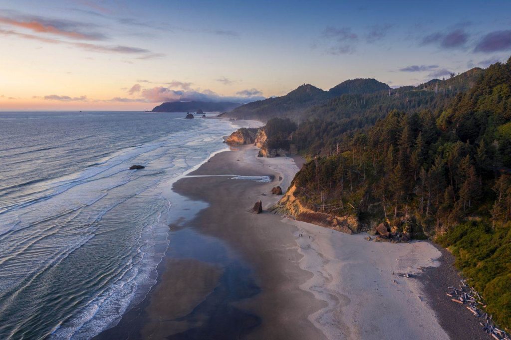 View of Arch Cape beach on the Oregon Coast road trip