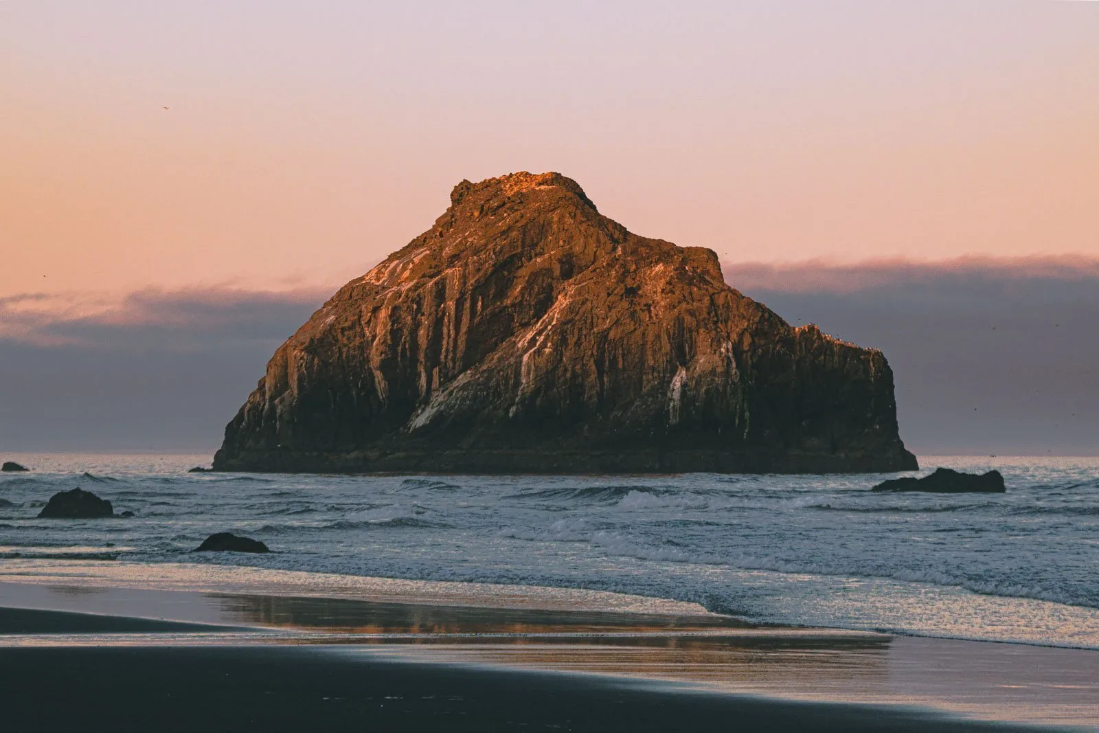 Bandon Beach rock formation on an Oregon coast road trip