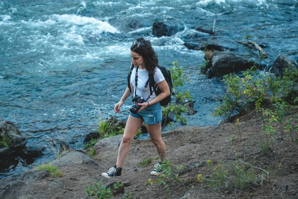 A view of me hiking on the Deschutes River — one of the many exciting things to do in Bend
