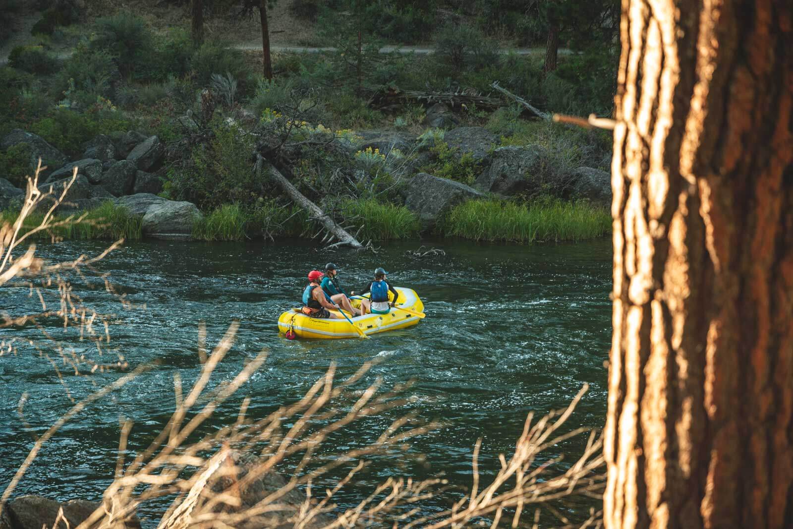 People white water rafting on the Deschutes River — one of several exciting things to do in Bend