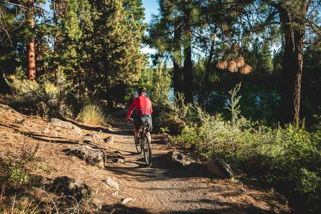 A photo of mountain biking in Oregon which is one of many exciting things to do in Bend