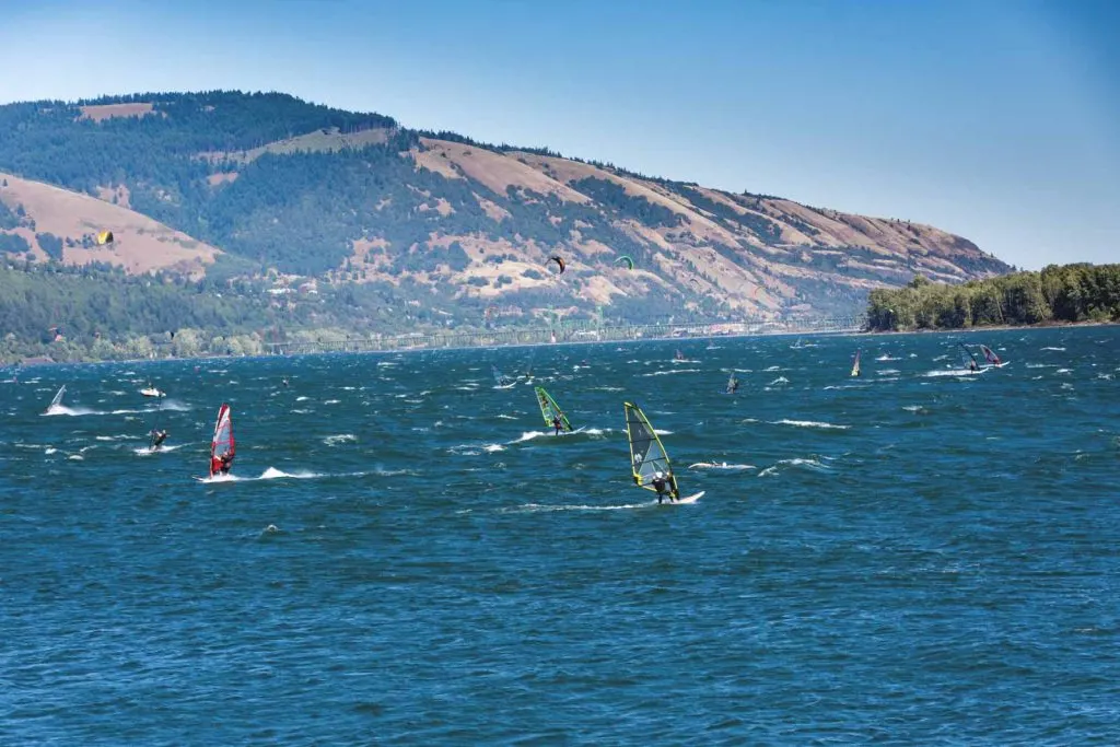 Kitesurfing on the Columbia River Gorge is a fun activity to do on your Portland road trip.