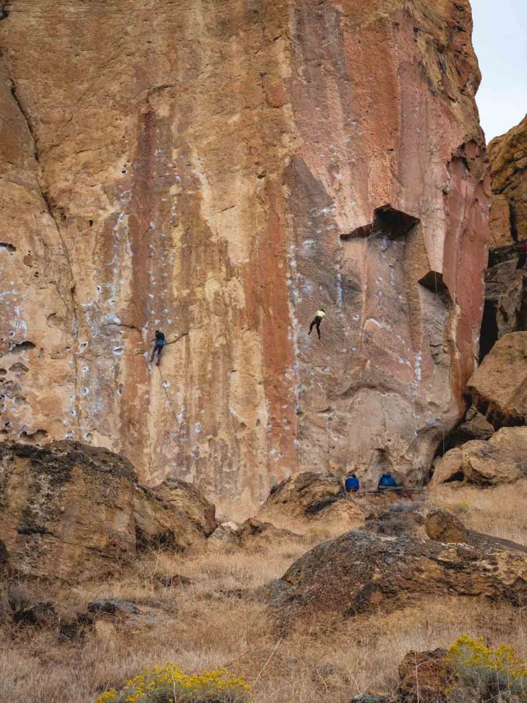 Rock climbers along one of the Smith Rock State Parks Trails.