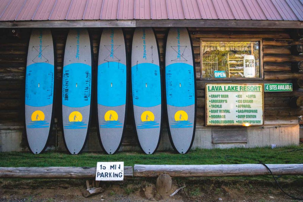 You can rent paddle boards at Lava Lake near the Cascade Lakes.