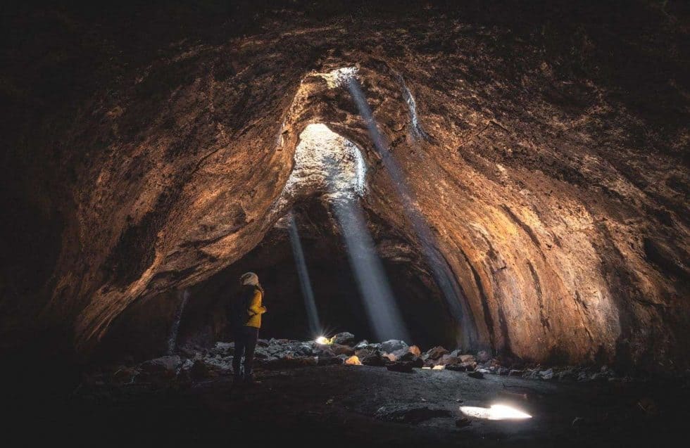 best lava cave and waterfall hikes near me