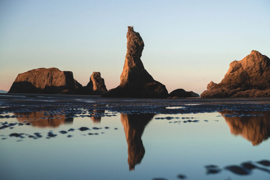 Rock reflection on Bandon Beach