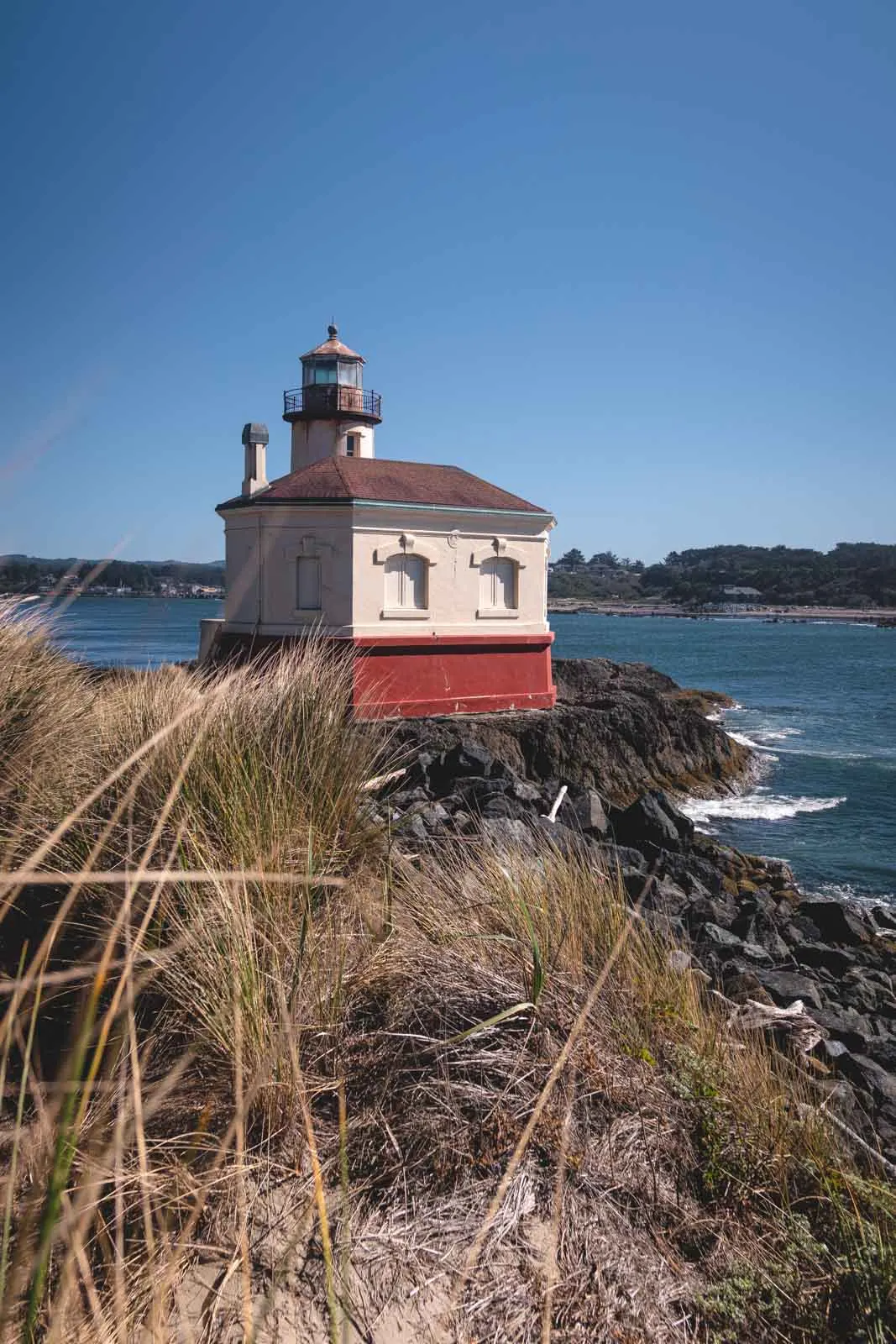 Bullards Beach Lighthouse with ocean in background