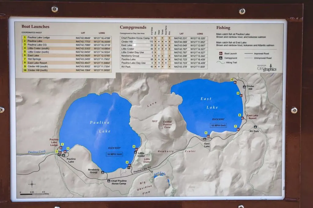 Map of camping area at Newberry National Volcanic Monument