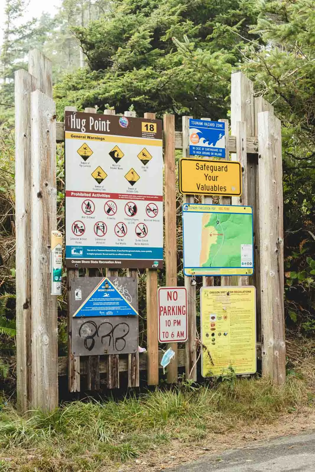 Sign at Hug Point State Recreation Site