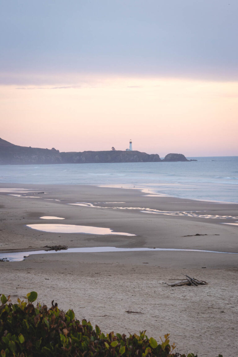 Beverly Beach State Park beach in Oregon at sunset