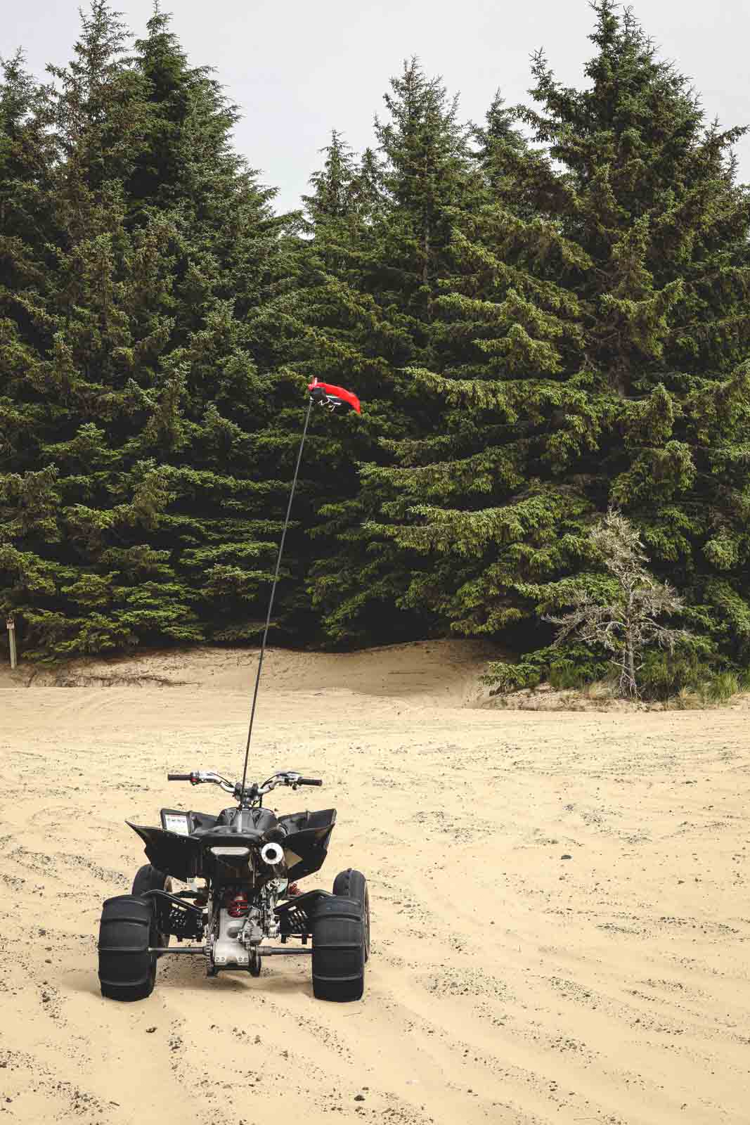 4x4 ATV on sand with forest in background at William Tugman State Park in Oregon