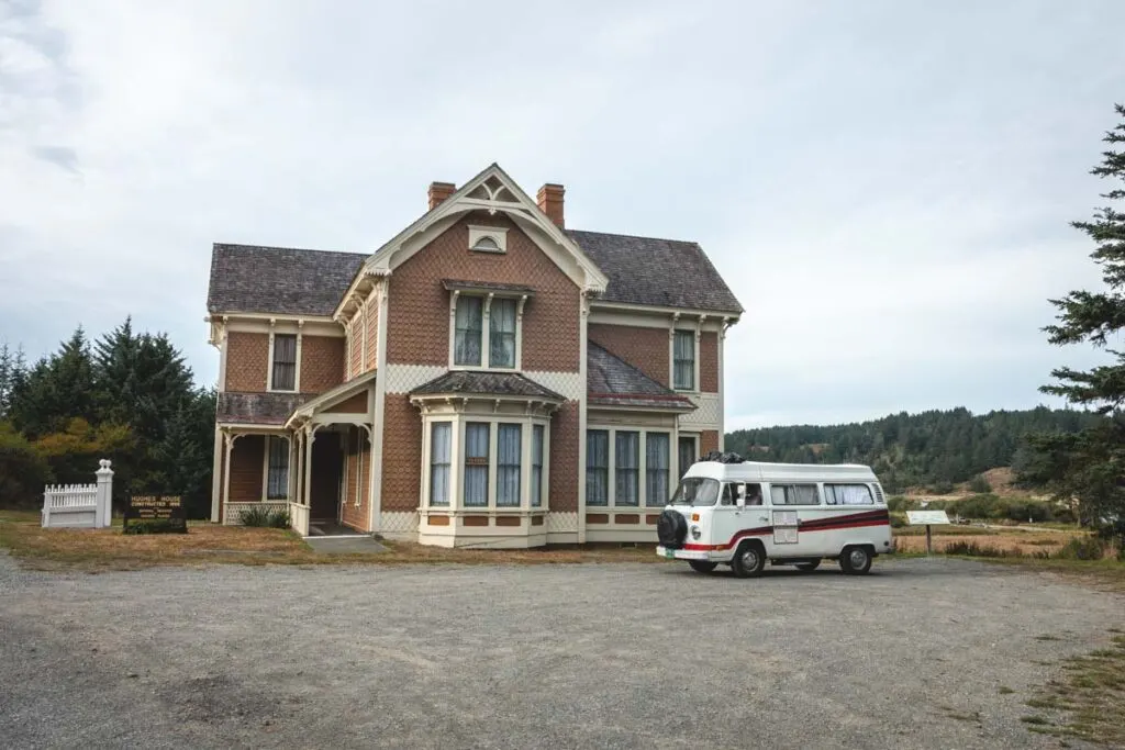 Historic Hughes House with VW van in front of it at Cape Blanco