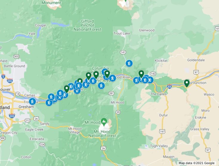 21 BEST Columbia River Gorge Hikes - Columbia River Gorge Map 735x559 