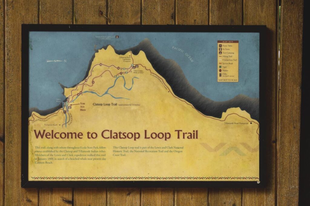 Park map for Clatsop Loop Trail in Ecola State Park