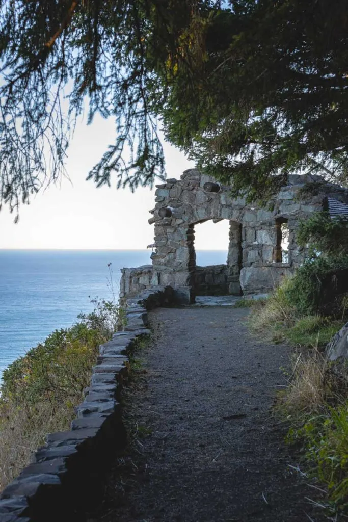 Stone structure on a hiking trail in the Cape Perpetua Scenic Area