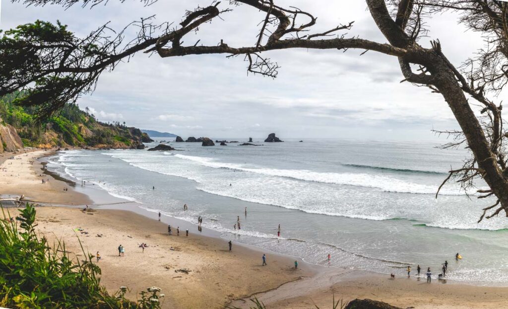 Scene of Indian Beach at Ecola State Park in Oregon state