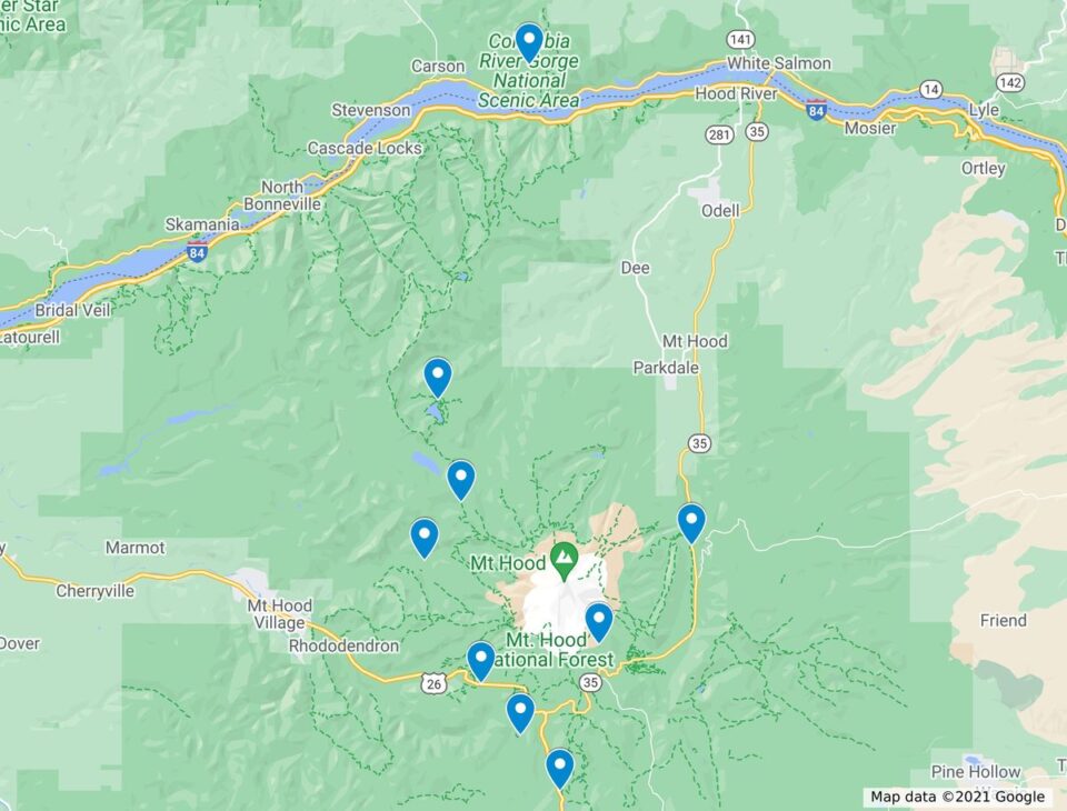 9 Most WORTH IT Mount Hood Hikes - Mount Hood Hikes Map 960x730