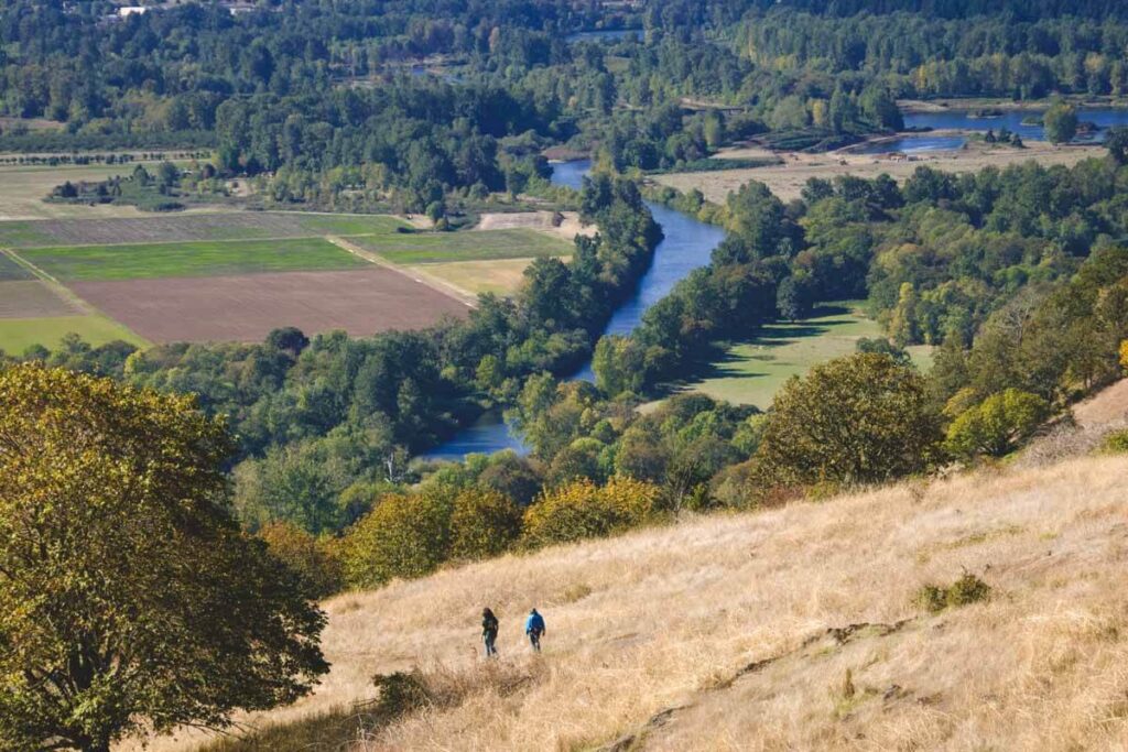 Hikers on Mount Pisgah in Eugene, Oregon