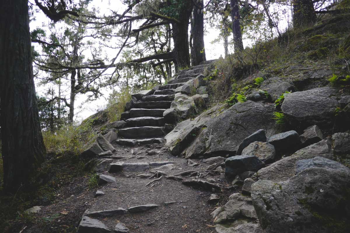 Stone steps on the Spencer Butte hikes in Eugene, Oregon