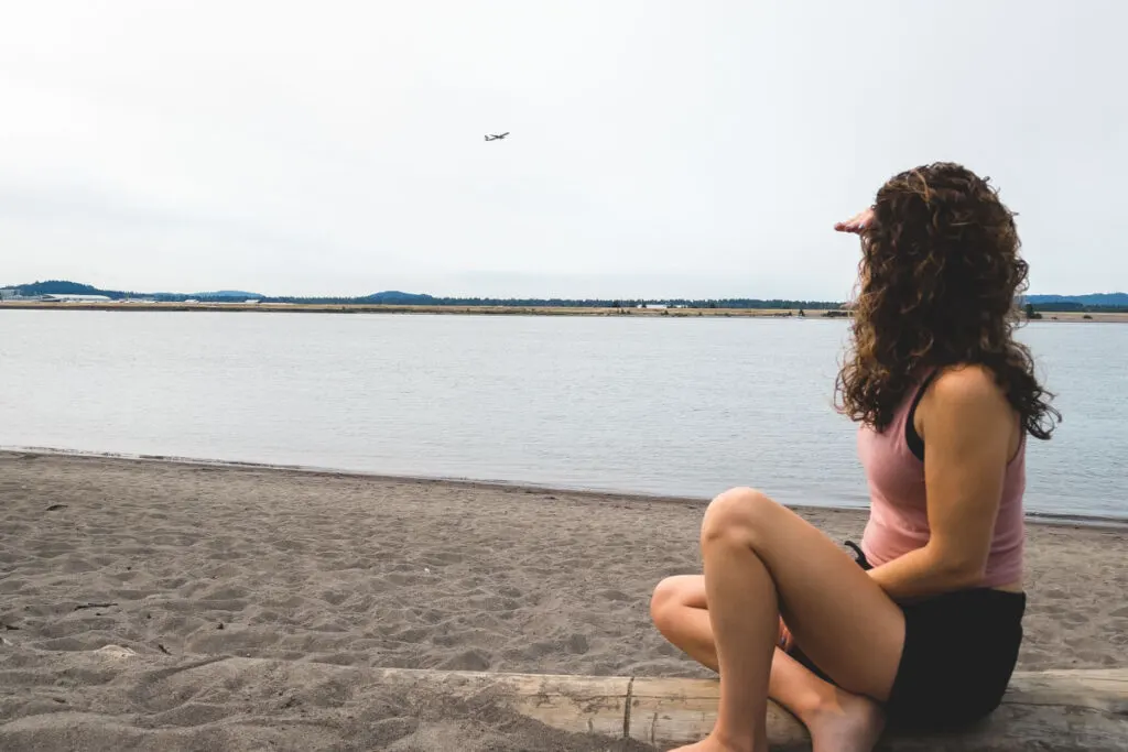 Woman on shore at Wintler Park beaches near Portland