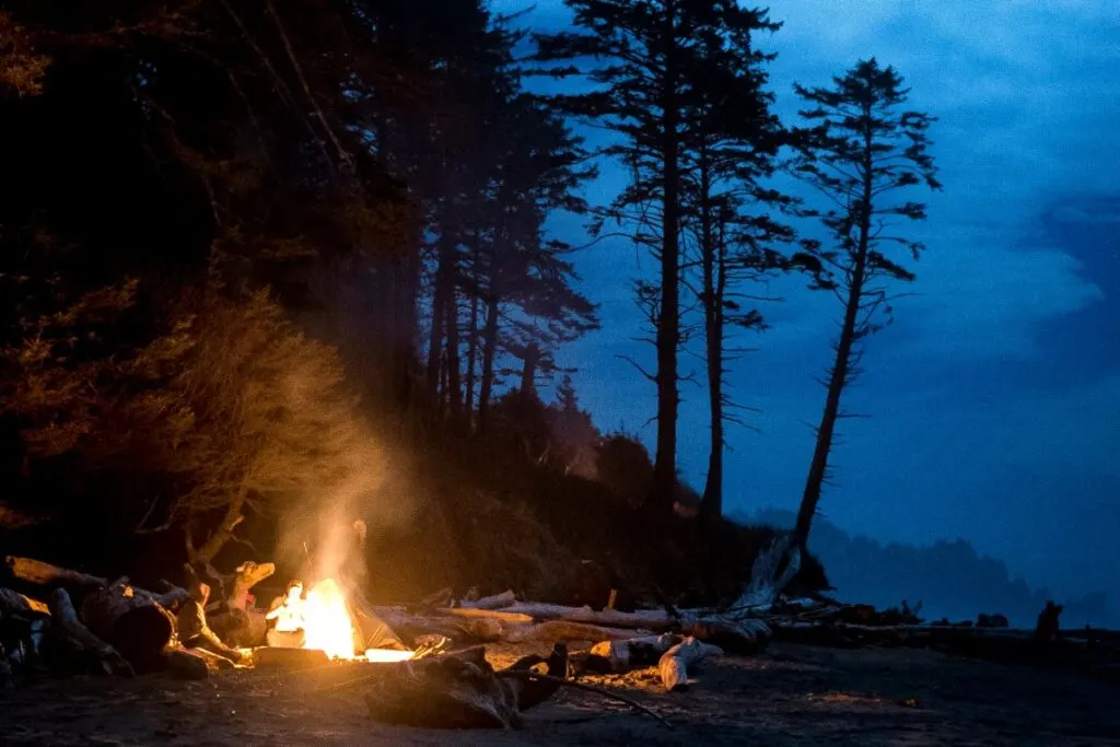 Bonfire on beach in Oregon