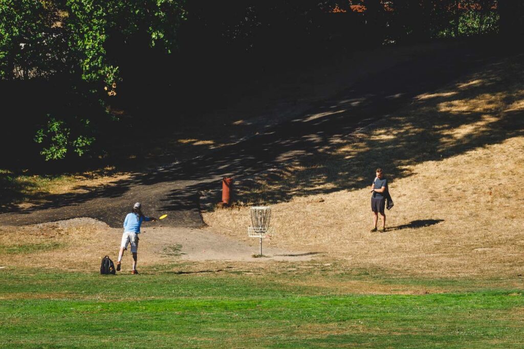 Disc golf course at Pier Park one of the best parks in Portland