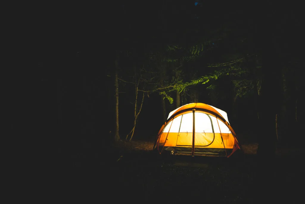 Tent at night Trillium Lake camping