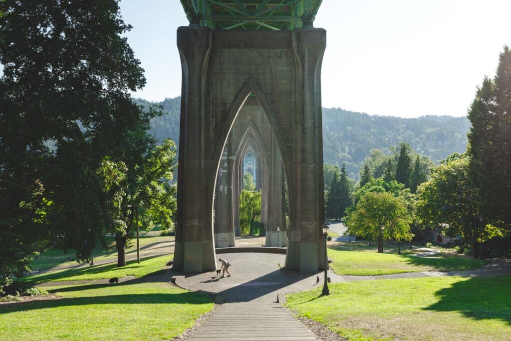 Under the bridge at Cathedral Park one of the best parks in Portland