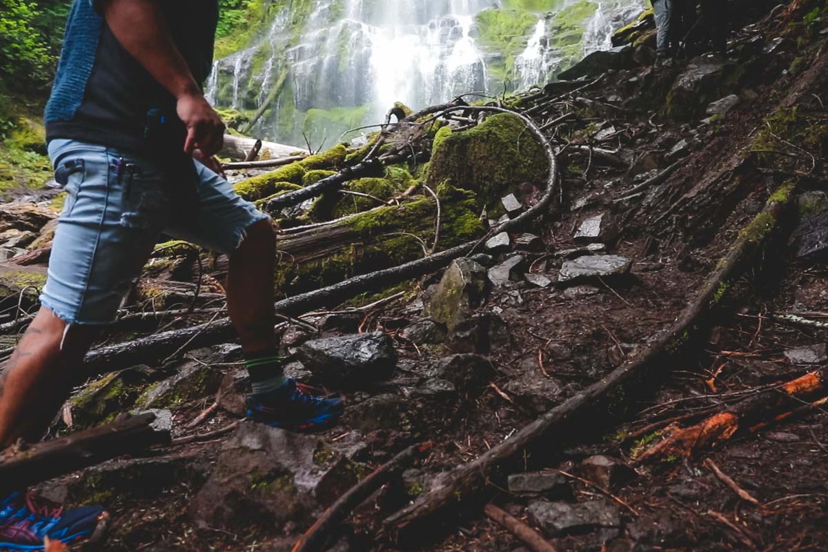 Hiker on the Proxy Falls Trail