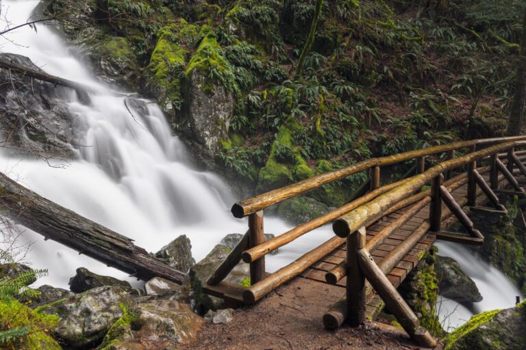 Bridge over Rodney Falls on Hamilton Mountain Trail Columbia River Gorge