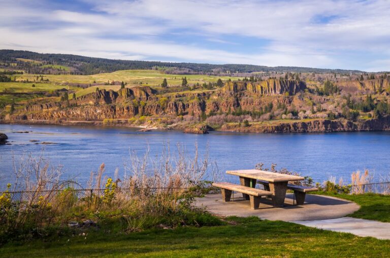 Picnic area at Memaloose State Park Columbia River Gorge camping