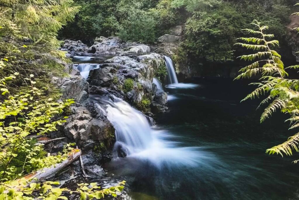 Sunset Falls in Washington for best waterfalls near Portland