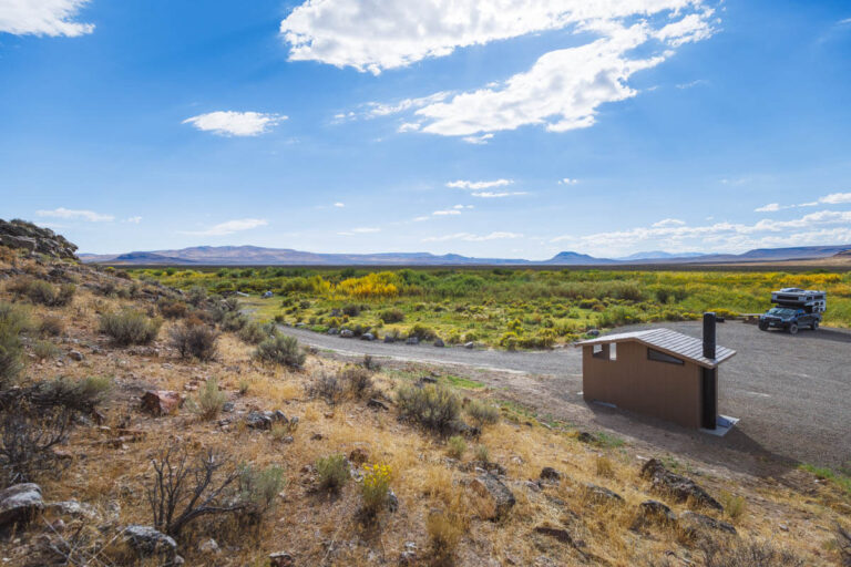 Campground parking at Willow Creek Hot Springs