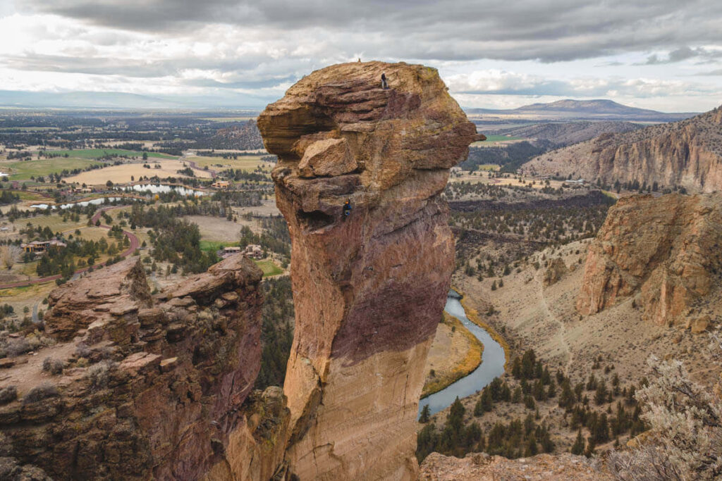 Monkey Face and valley below at Smith Rock State Park.