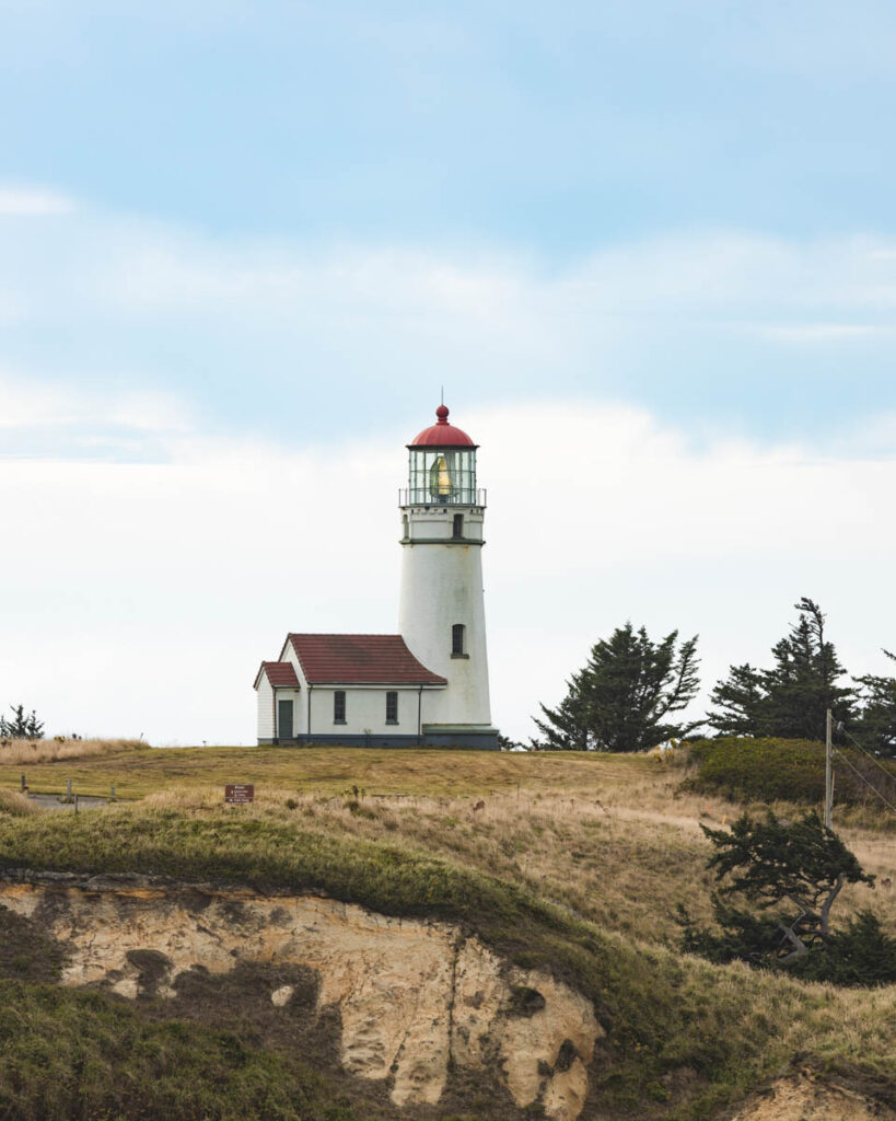 Up close view of Cape Blanco Lighthouse, one of Oregon's most beautiful Lighthouses.