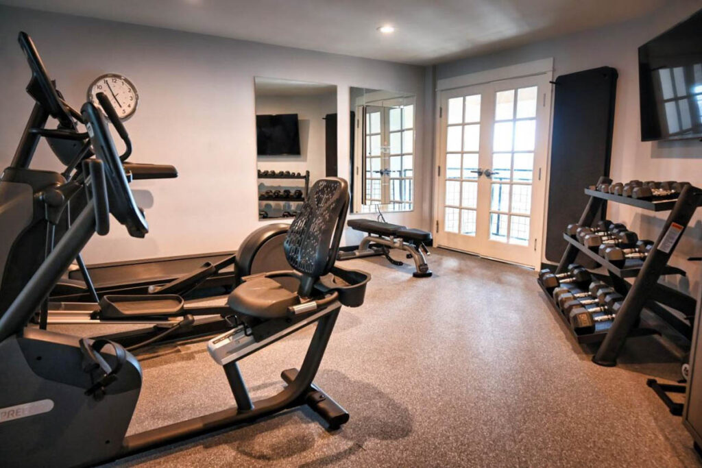 A stocked gym inside the Cannery Pier Hotel and Spa.