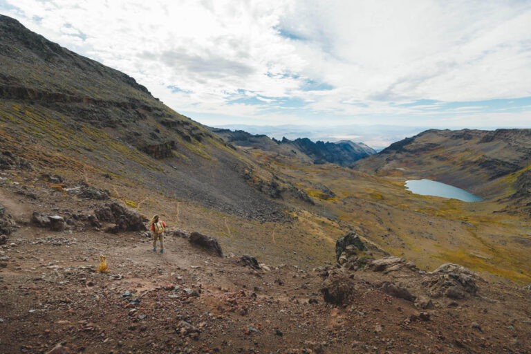 Woman hiking along Wildhorse Lake Trail in Steens Mountain, Oregon.