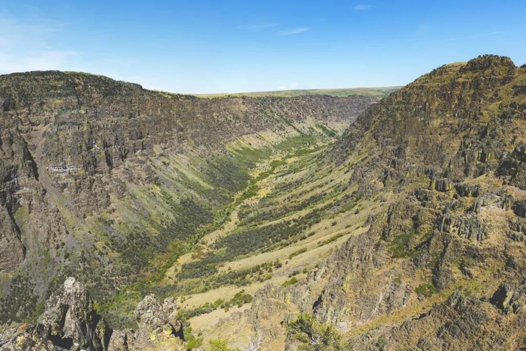 An aerial view of the huge Little Blitzen Gorge in Steens Mountain.