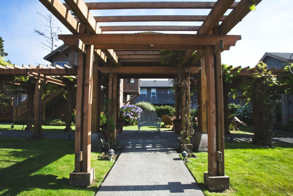 One of the walkways in the grounds of The Inn at Cannon Beach.