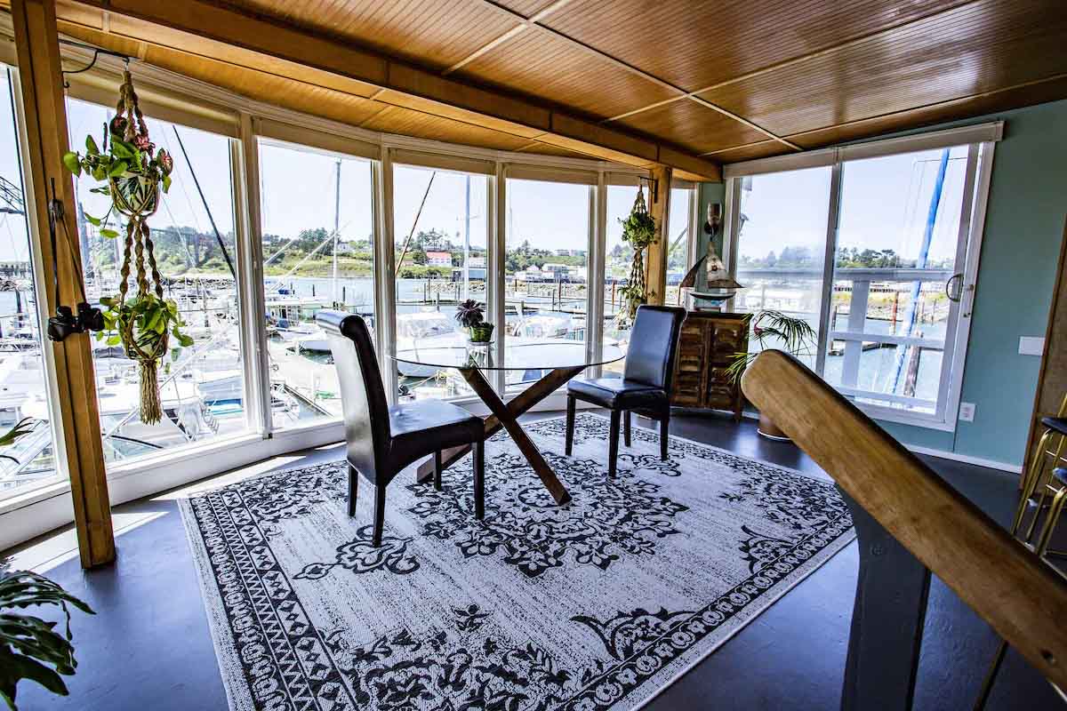 A well lit sundeck at the Newport Belle.