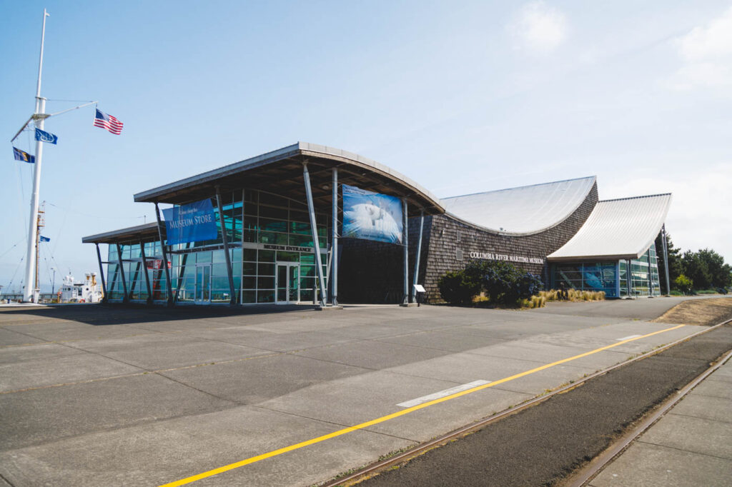 Exterior view of the Columbia River Maritime Museum on a sunny day.