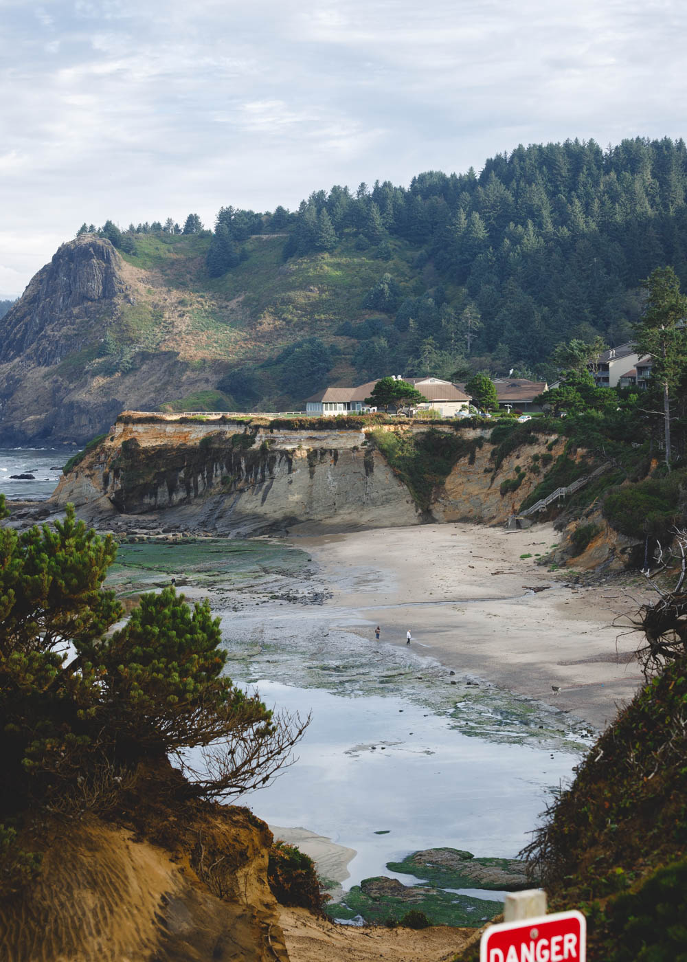 View across Devils Punchbowl State Natural Area in Otter Rock, Oregon