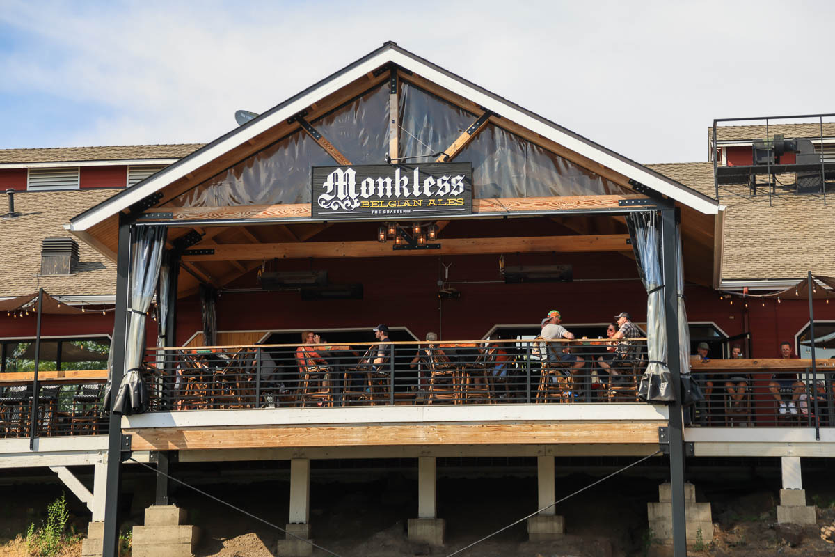 Monkless Belgian Ales Brasserie outside patio.