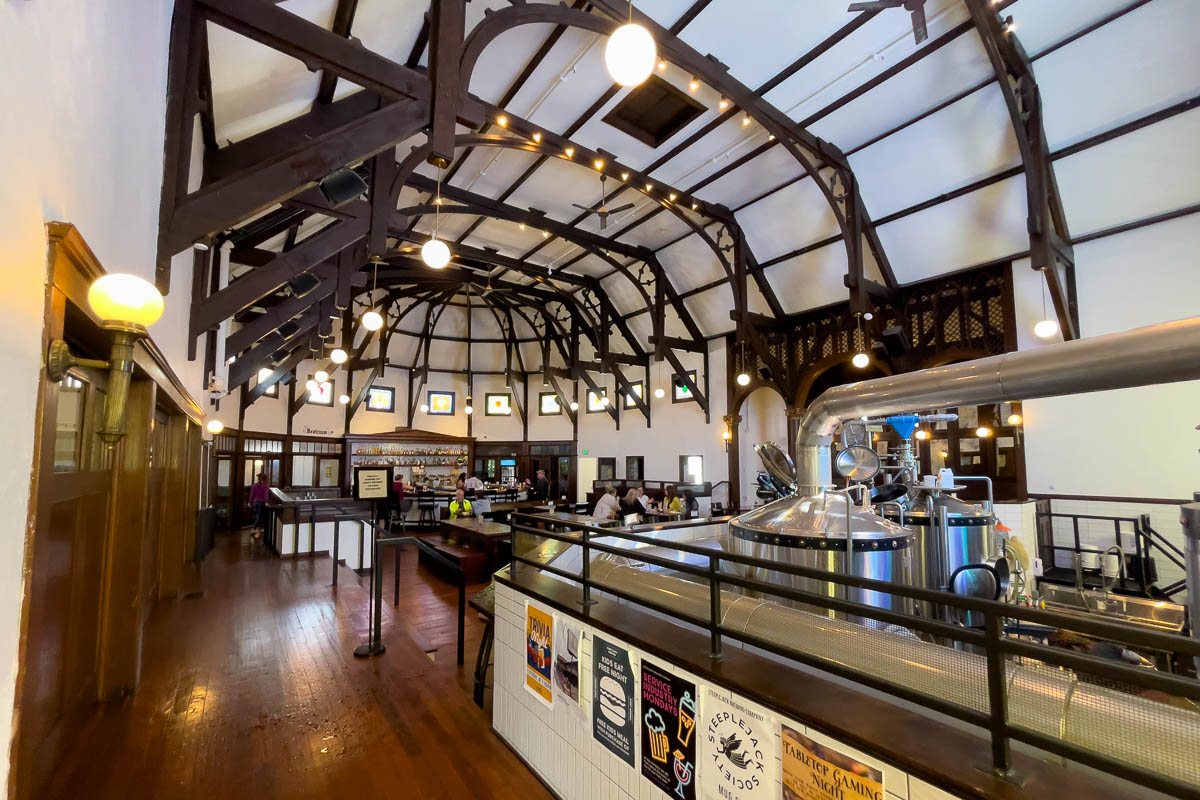 Steeplejack Brewing Company that looks like church from inside.