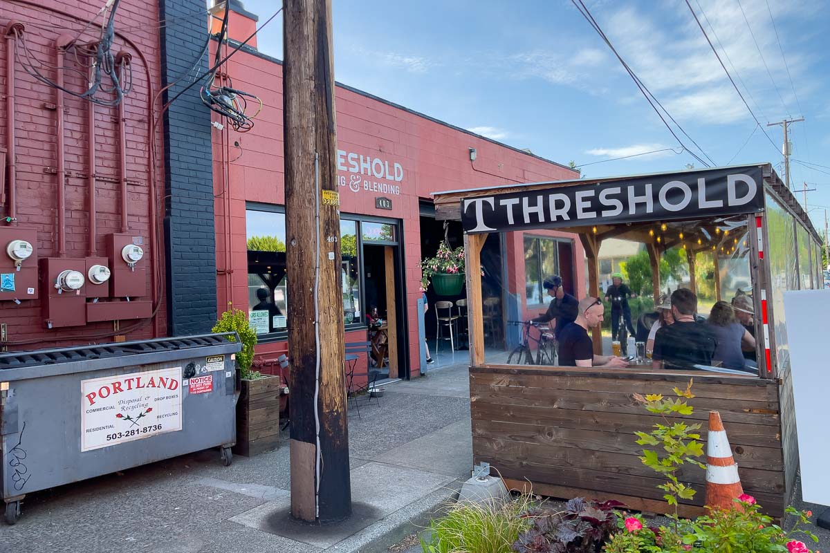 Threshold Brewing & Blending shot from outside.